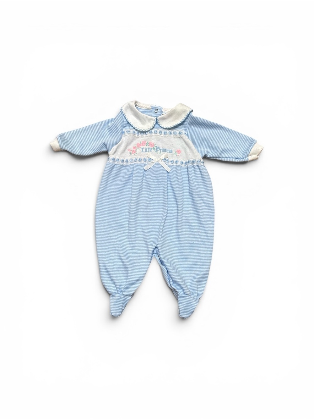 Vintage 90s Carter’s Little Princess Blue Footed Sleeper Baby Girl 12-17 Pounds